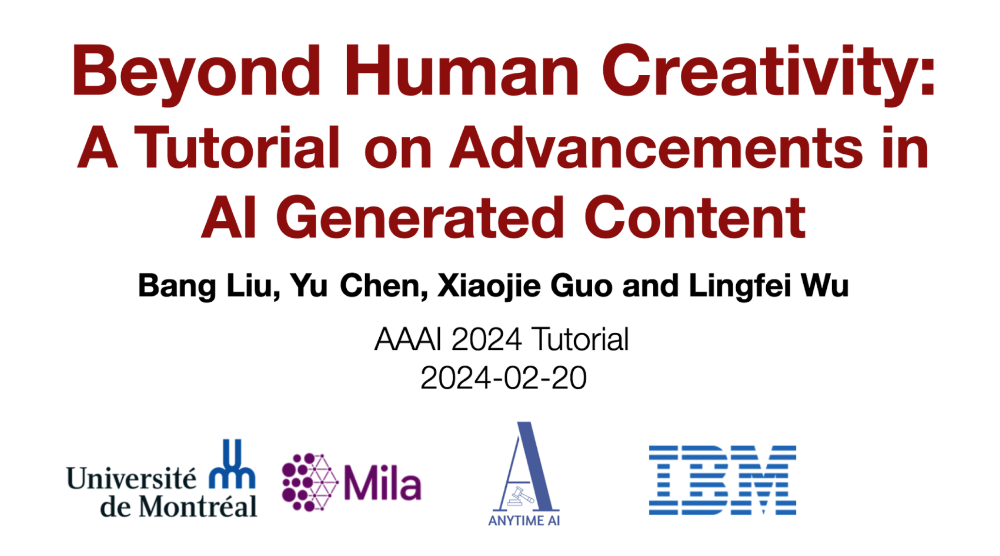 Navigating the New Frontier: AI-Generated Content and Its Transformative Impact – Anytime AI Tutorial at AAAI 2024